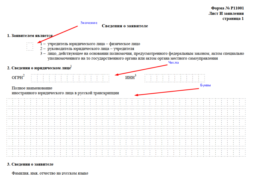 Образец заполнения формы р11001 в 2022 году с двумя учредителями